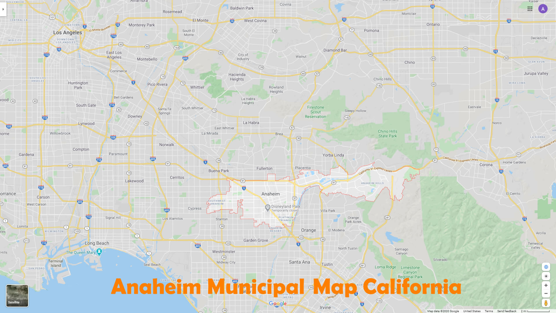 Anaheim Municipal Map California
